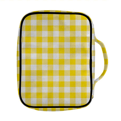 Canary Yellow And White Gingham Print Front Pocket Bible Bag