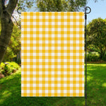 Canary Yellow And White Gingham Print Garden Flag