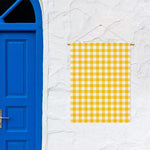 Canary Yellow And White Gingham Print Garden Flag