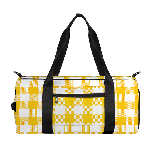 Canary Yellow And White Gingham Print Gym Bag