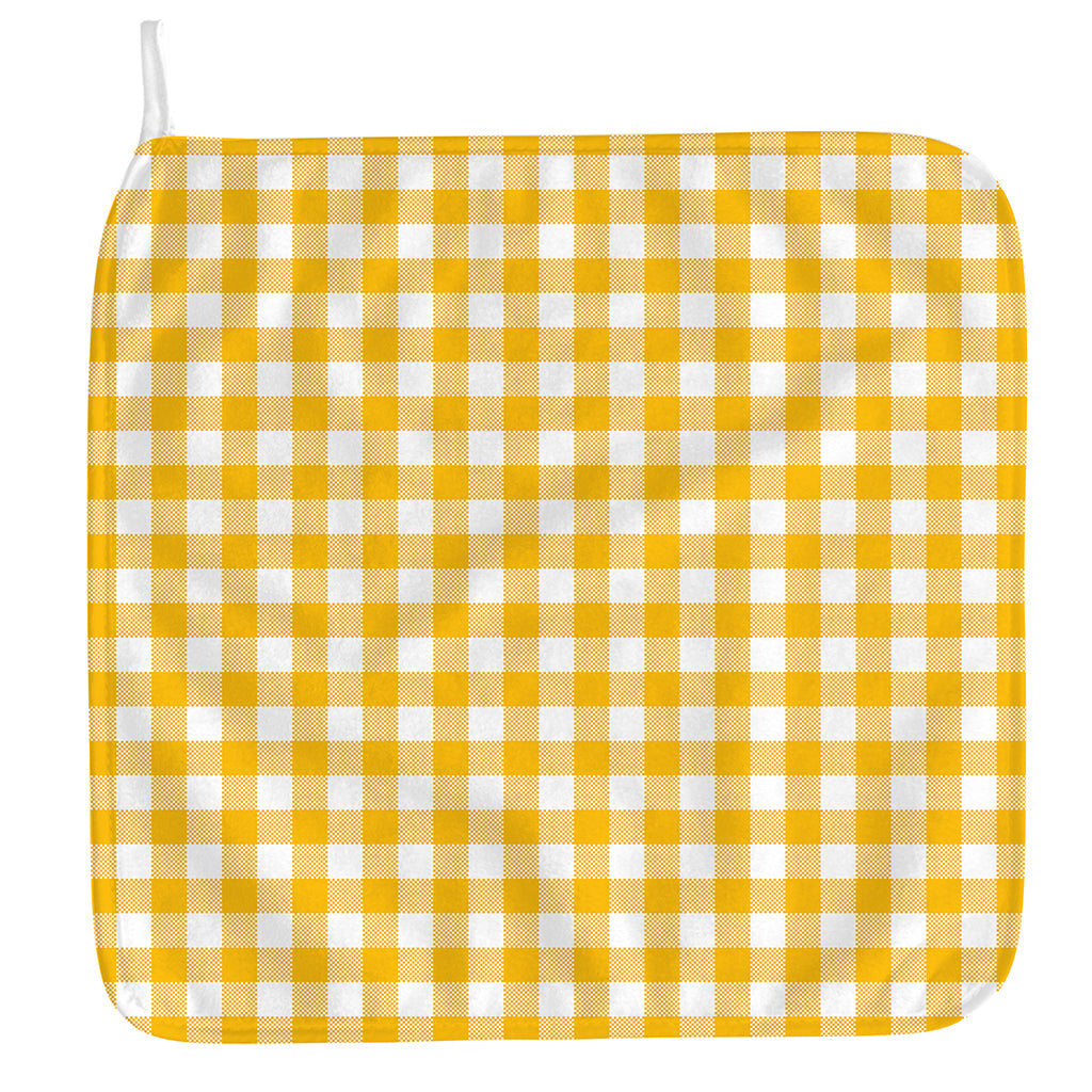 Canary Yellow And White Gingham Print Hand Towel