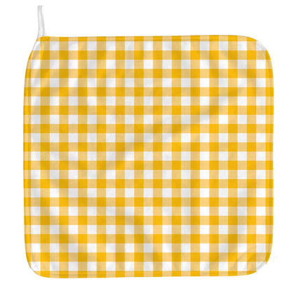 Canary Yellow And White Gingham Print Hand Towel
