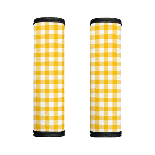 Canary Yellow And White Gingham Print Handle Covers
