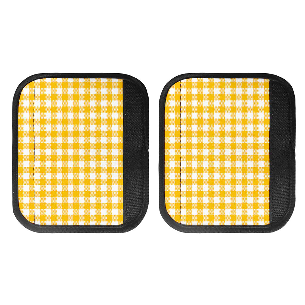 Canary Yellow And White Gingham Print Handle Covers