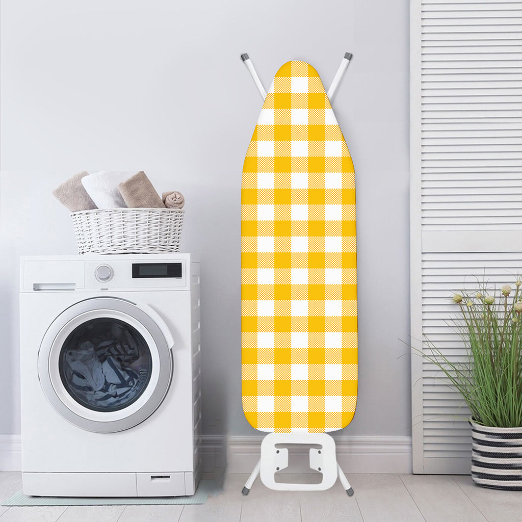 Canary Yellow And White Gingham Print Ironing Board Cover
