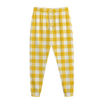 Canary Yellow And White Gingham Print Jogger Pants