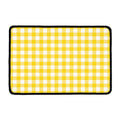 Canary Yellow And White Gingham Print Kitchen Mat