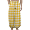 Canary Yellow And White Gingham Print Lantern Pants