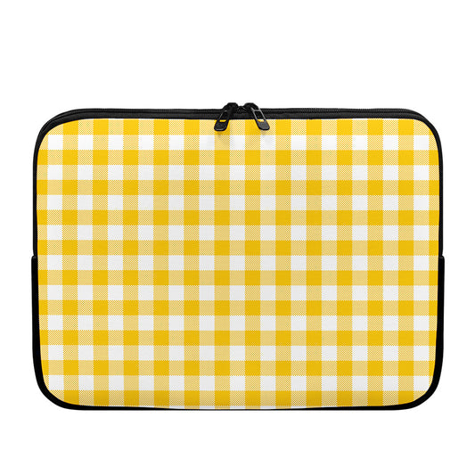 Canary Yellow And White Gingham Print Laptop Sleeve