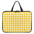 Canary Yellow And White Gingham Print Laptop Sleeve With Handle