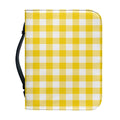 Canary Yellow And White Gingham Print Leather Bible Cover