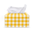Canary Yellow And White Gingham Print Leather Tissue Box Cover