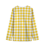 Canary Yellow And White Gingham Print Long Sleeve Short Coat