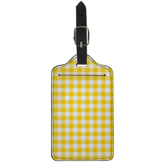 Canary Yellow And White Gingham Print Luggage Tag