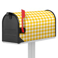 Canary Yellow And White Gingham Print Mailbox Cover