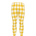 Canary Yellow And White Gingham Print Men's Leggings