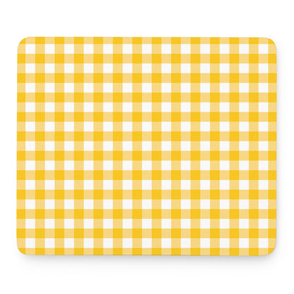 Canary Yellow And White Gingham Print Mouse Pad