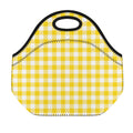 Canary Yellow And White Gingham Print Neoprene Lunch Bag