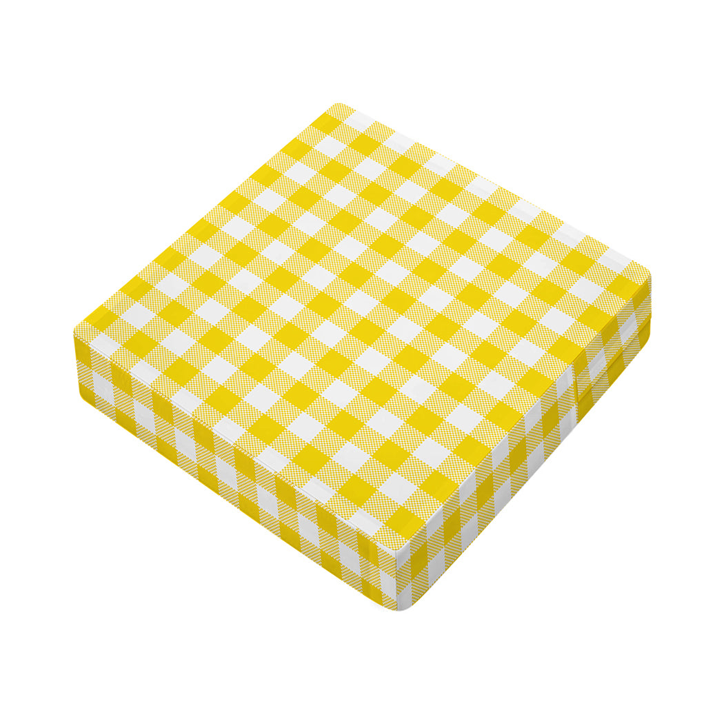 Canary Yellow And White Gingham Print Outdoor Seat Cushion Cover
