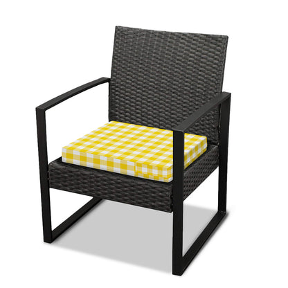Canary Yellow And White Gingham Print Outdoor Seat Cushion Cover