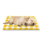 Canary Yellow And White Gingham Print Pet Cooling Mat Cover