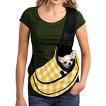 Canary Yellow And White Gingham Print Pet Sling Carrier
