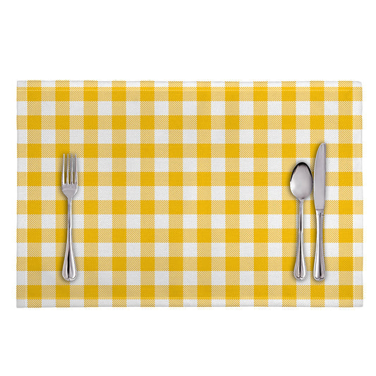 Canary Yellow And White Gingham Print Placemat