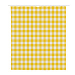 Canary Yellow And White Gingham Print Polyester Shower Curtain