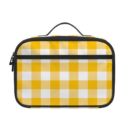 Canary Yellow And White Gingham Print Portable Lunch Bag