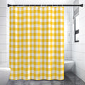 Canary Yellow And White Gingham Print Premium Shower Curtain