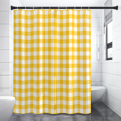 Canary Yellow And White Gingham Print Premium Shower Curtain