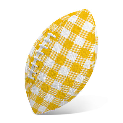 Canary Yellow And White Gingham Print Rugby Ball