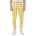 Canary Yellow And White Gingham Print Scuba Joggers