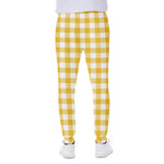 Canary Yellow And White Gingham Print Scuba Joggers