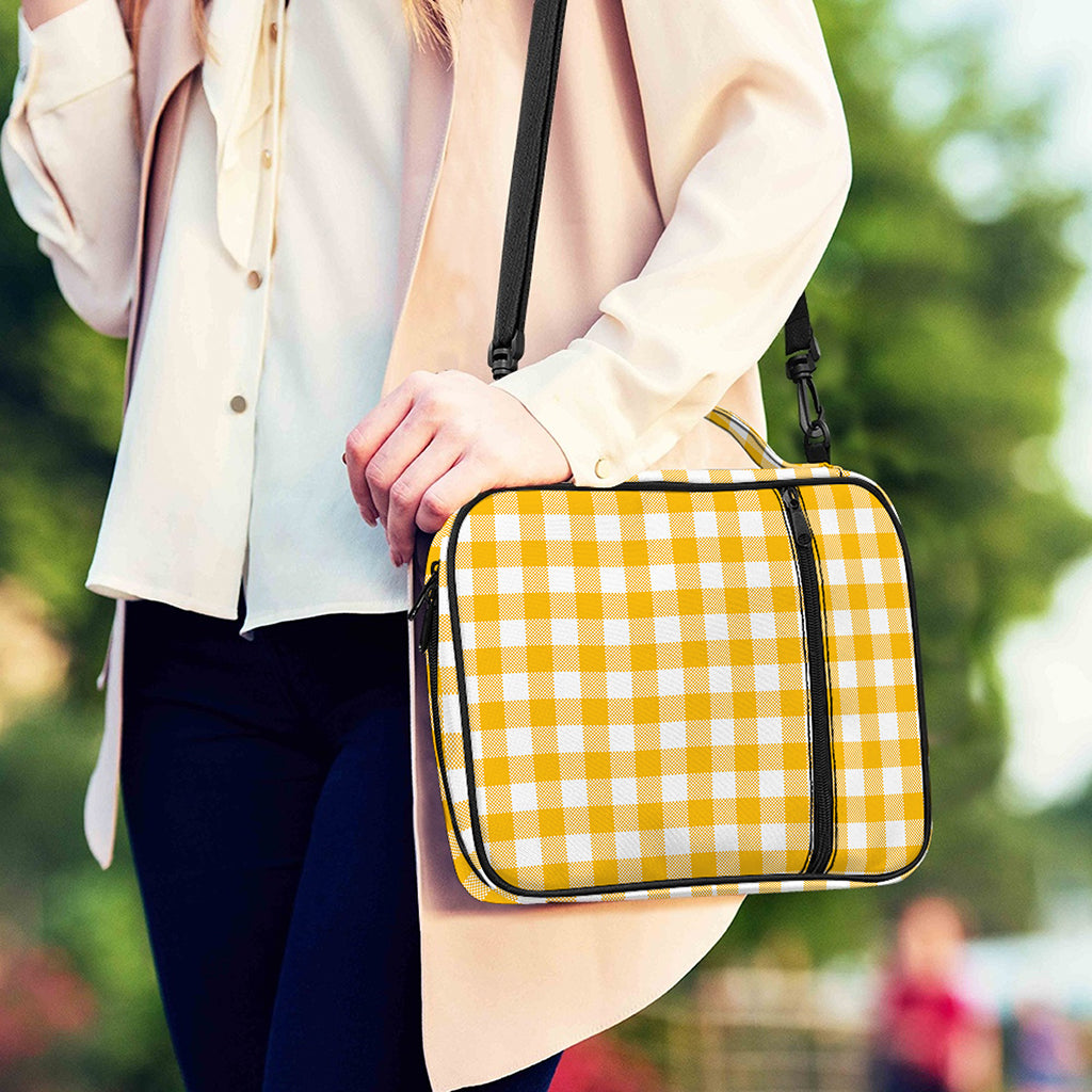 Canary Yellow And White Gingham Print Shoulder Strap Bible Bag