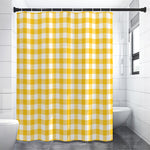 Canary Yellow And White Gingham Print Shower Curtain