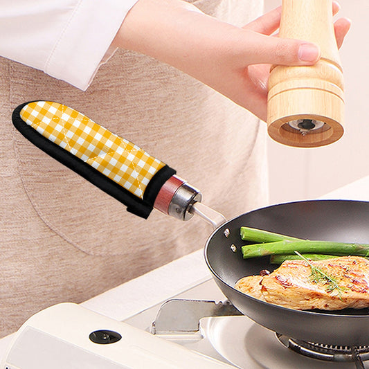 Canary Yellow And White Gingham Print Skillet Handle Cover
