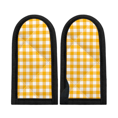 Canary Yellow And White Gingham Print Skillet Handle Cover