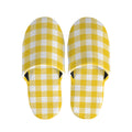 Canary Yellow And White Gingham Print Slippers