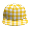 Canary Yellow And White Gingham Print Snapback Cap