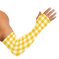 Canary Yellow And White Gingham Print Sun Protection Arm Sleeves