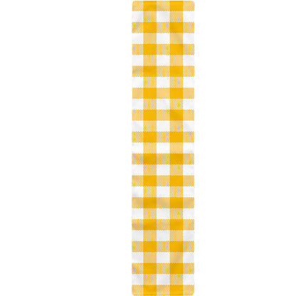 Canary Yellow And White Gingham Print Table Runner