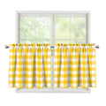 Canary Yellow And White Gingham Print Tier Curtains