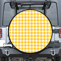 Canary Yellow And White Gingham Print Tire Cover