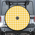 Canary Yellow And White Gingham Print Tire Cover With Camera Hole