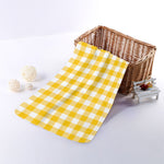 Canary Yellow And White Gingham Print Towel