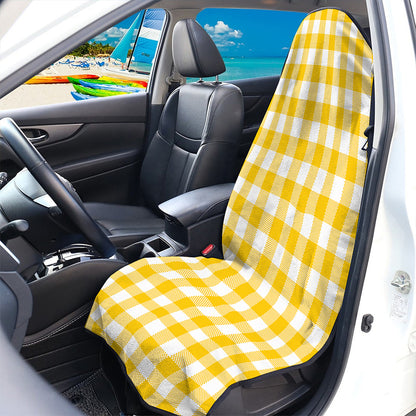 Canary Yellow And White Gingham Print Waterproof Car Seat Cover