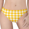 Canary Yellow And White Gingham Print Women's Thong