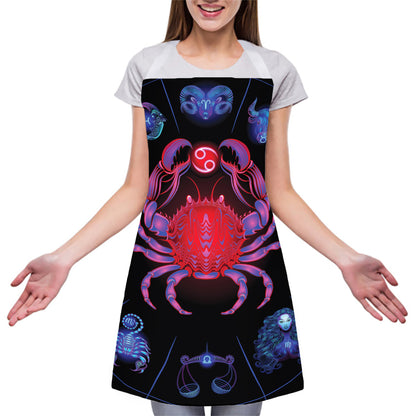 Cancer And Astrological Signs Print Adjustable Apron