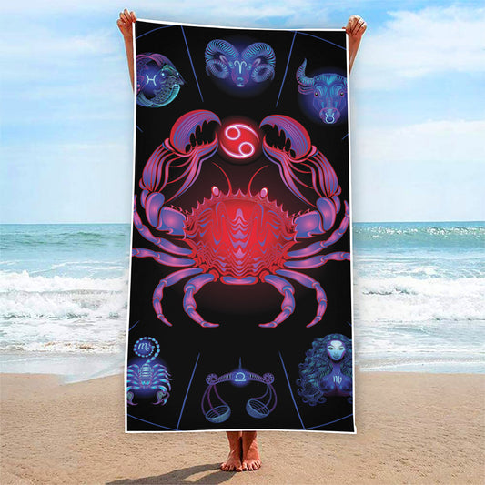 Cancer And Astrological Signs Print Beach Towel